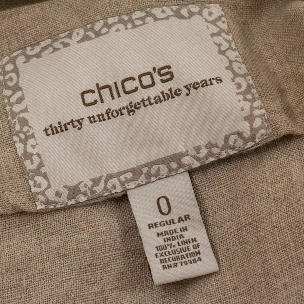 Chico's XS S Linen Embellished Blazer Jacket Layer - Picture 9 of 12